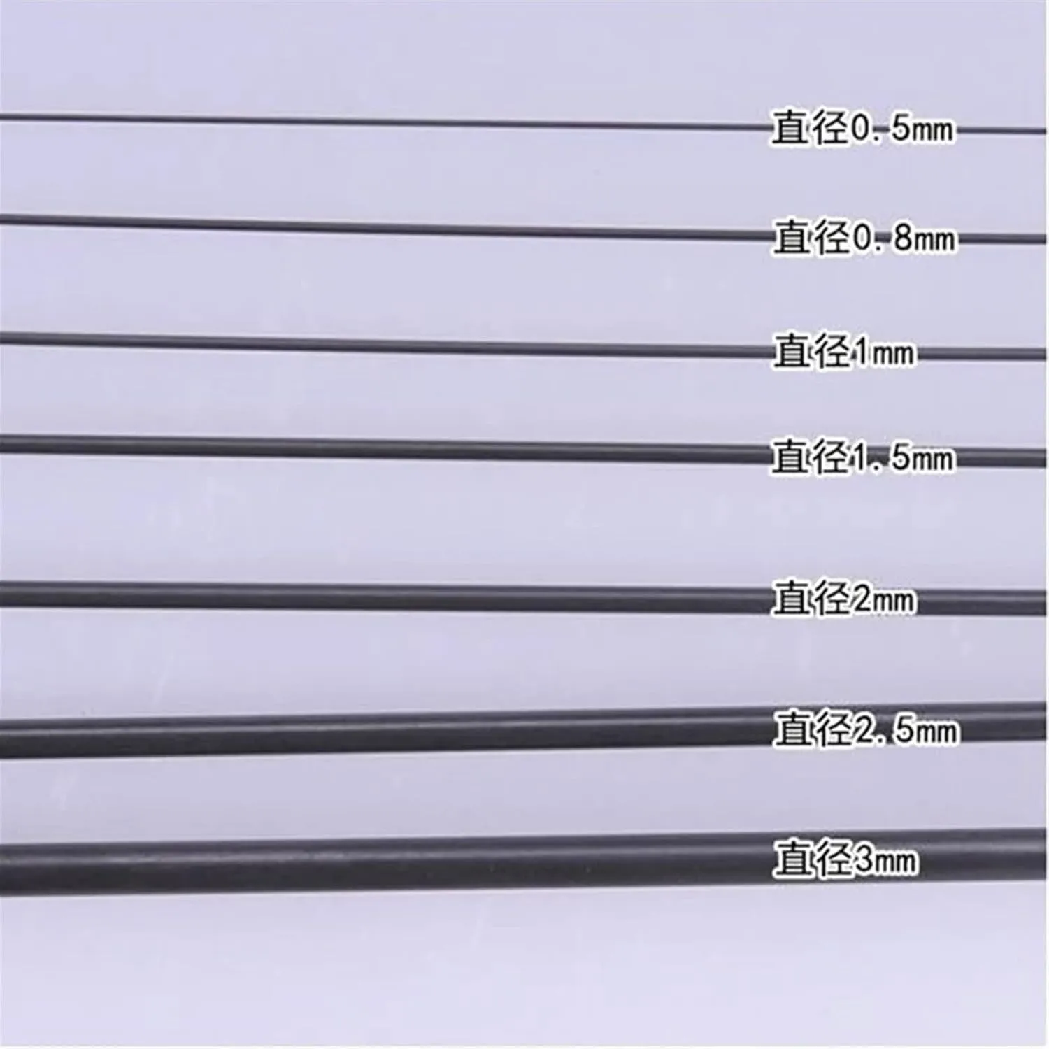 10pcs Small Size Carbon Fiber Rods 0.5/0.6/0.7/0.8/0.9/1/1.2/1.3/1.5/1.6/1.8/2mm for RC Plane Quadcopter Arm Manual Model 500mm Carbon Fiber Rods(0.6mm)