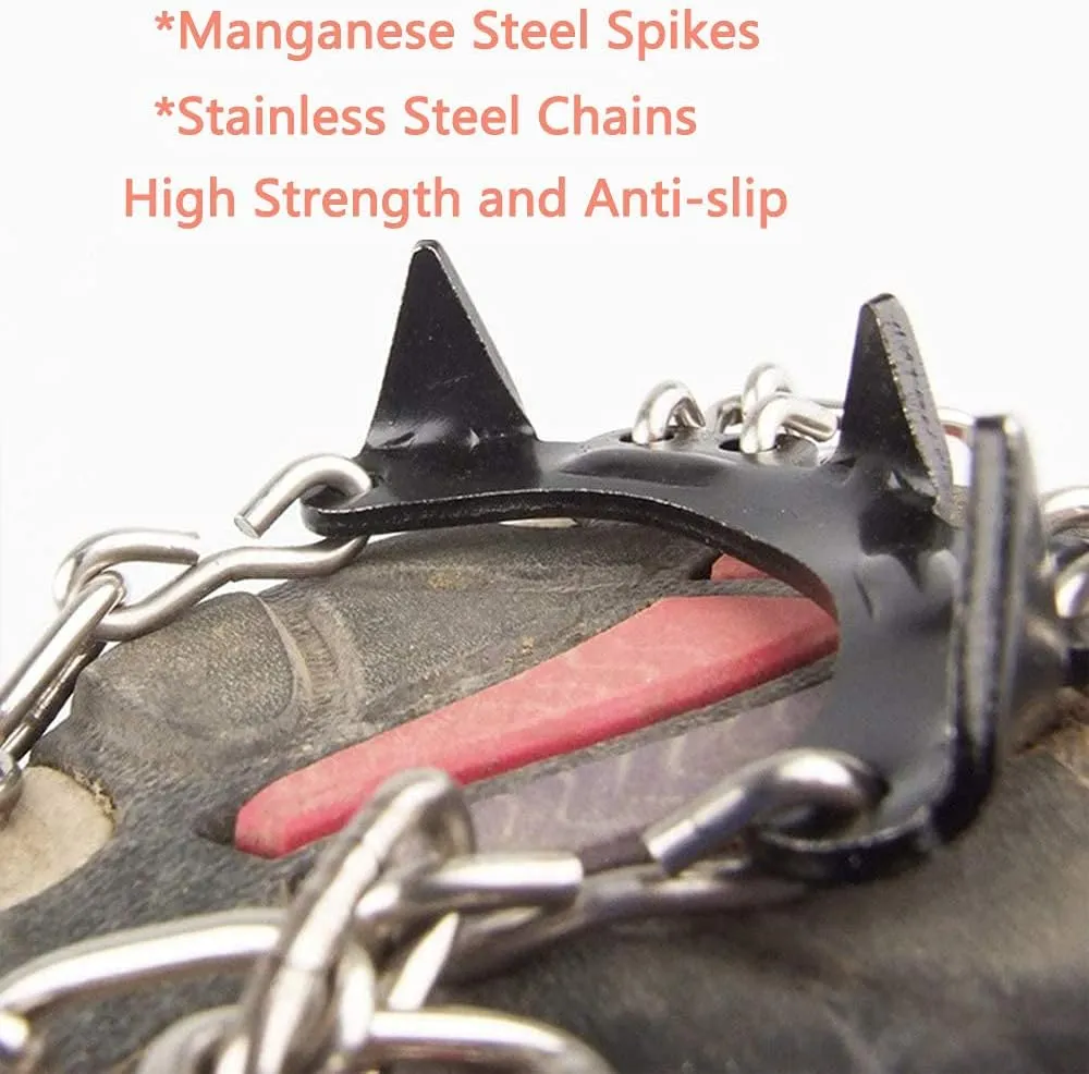 11 Spikes Kids Crampons for Hiking Boots Ice Cleats 11 Teeth Anti Slip Crampons Hiking Climbing Walking Shoes Toddler-Preschool-Gradeschooler-Teens