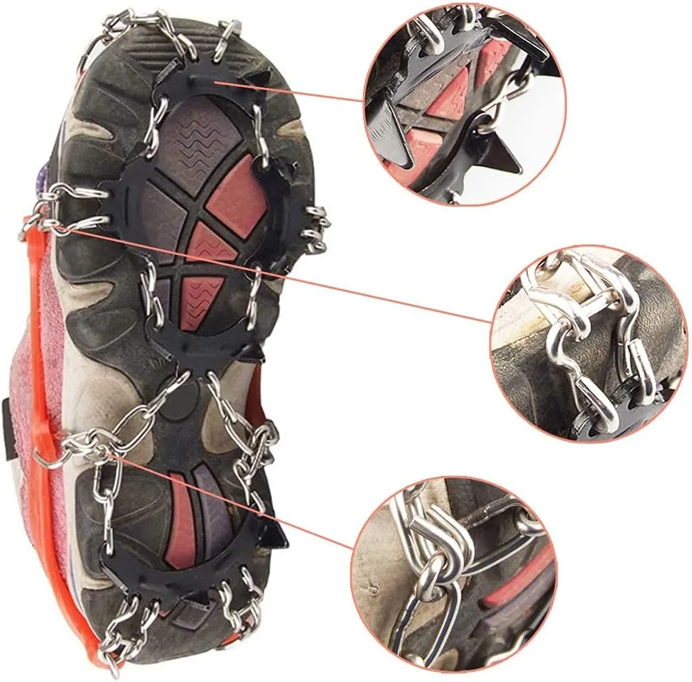 11 Spikes Kids Crampons for Hiking Boots Ice Cleats 11 Teeth Anti Slip Crampons Hiking Climbing Walking Shoes Toddler-Preschool-Gradeschooler-Teens