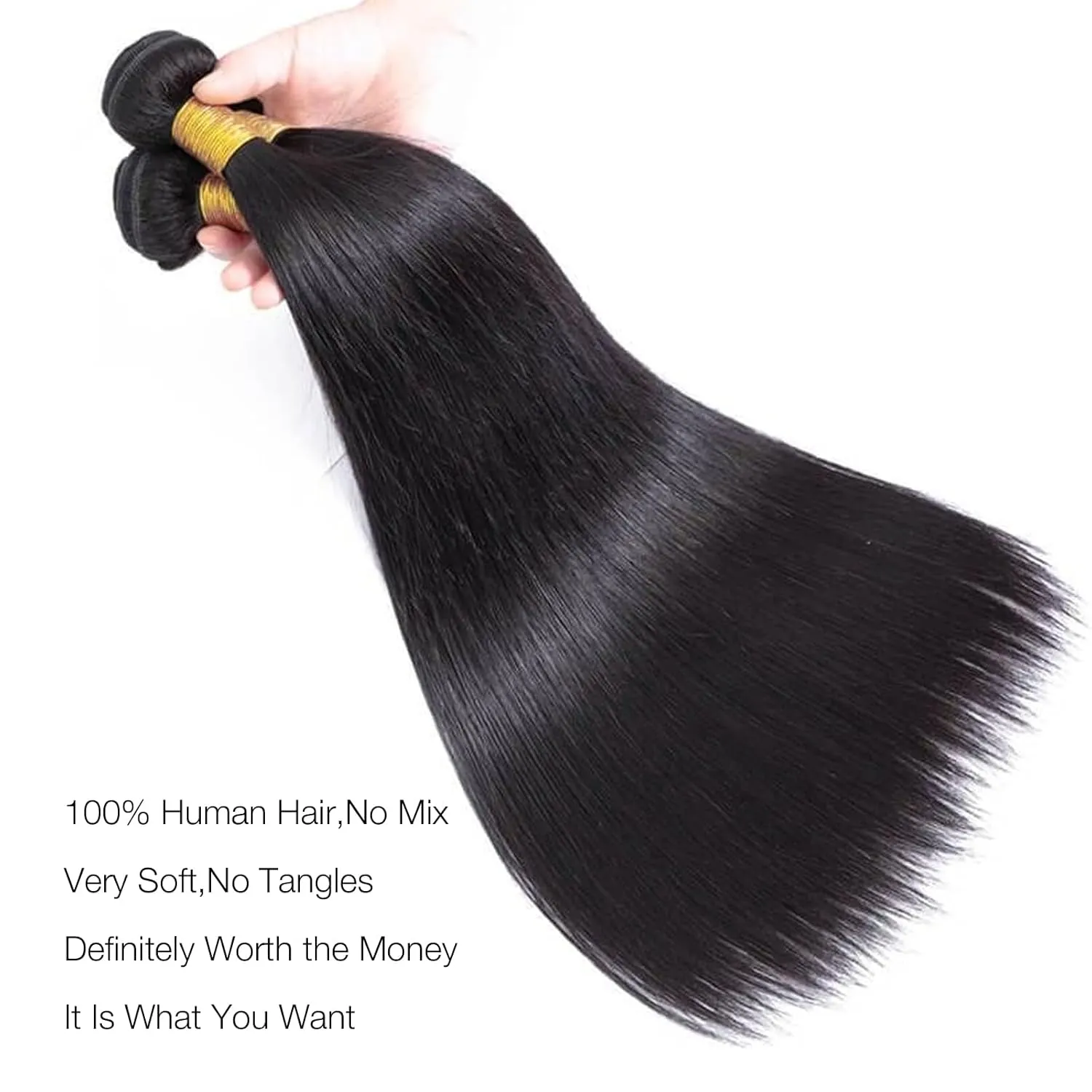 16A Indian Virgin Straight Hair Bundles - 3pcs 10/12/14 Inch Glossy Raw Hair Extensions for Black Women - 100% Unprocessed Temple Hair, Shed-Free & Silk Press Perfected