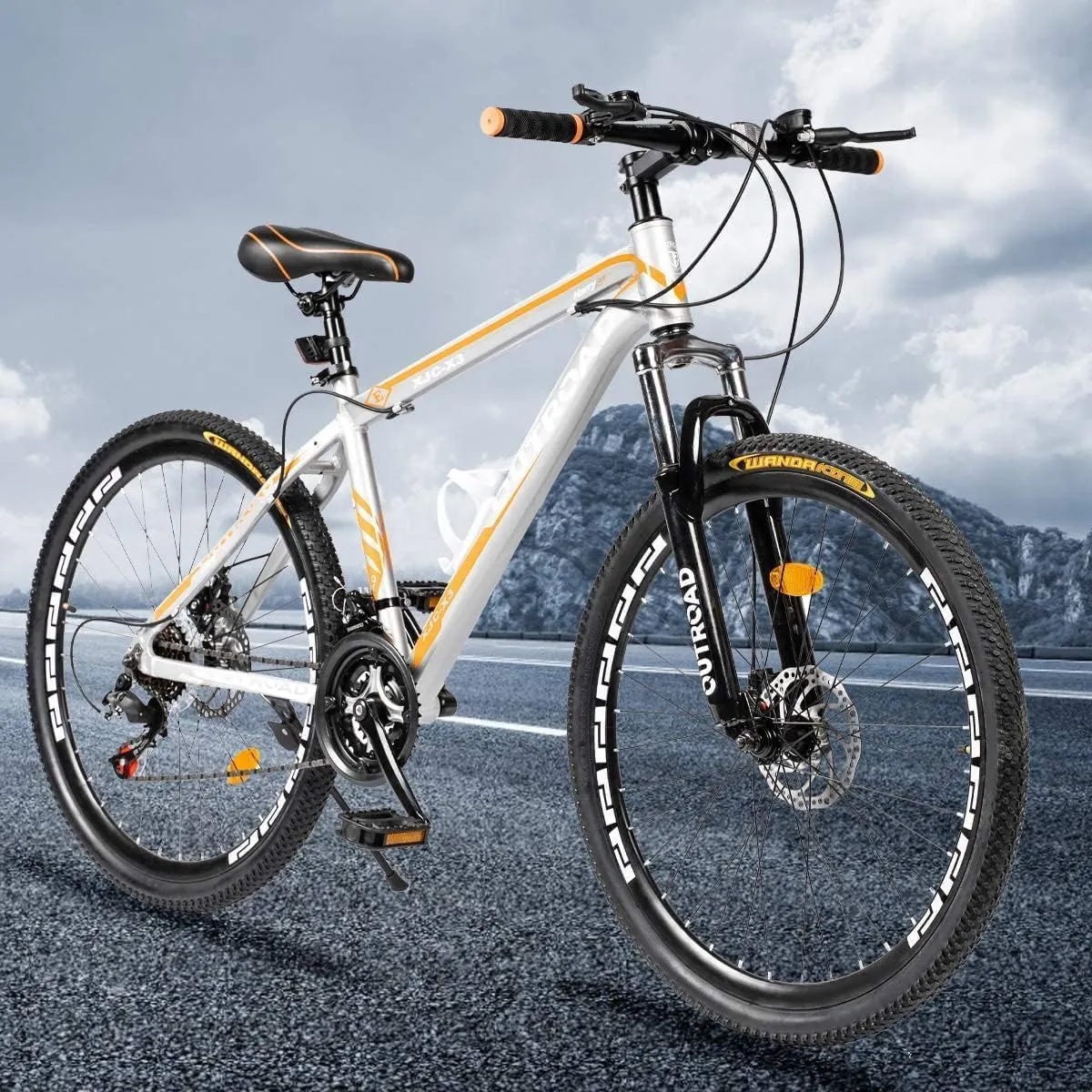 26-inch Mountain Bike, High-Aluminum/Carbon Steel Frame, 21-Speed Dual Disc Brake Mountain Bike with Lock-Out Suspension Fork for Men and Women