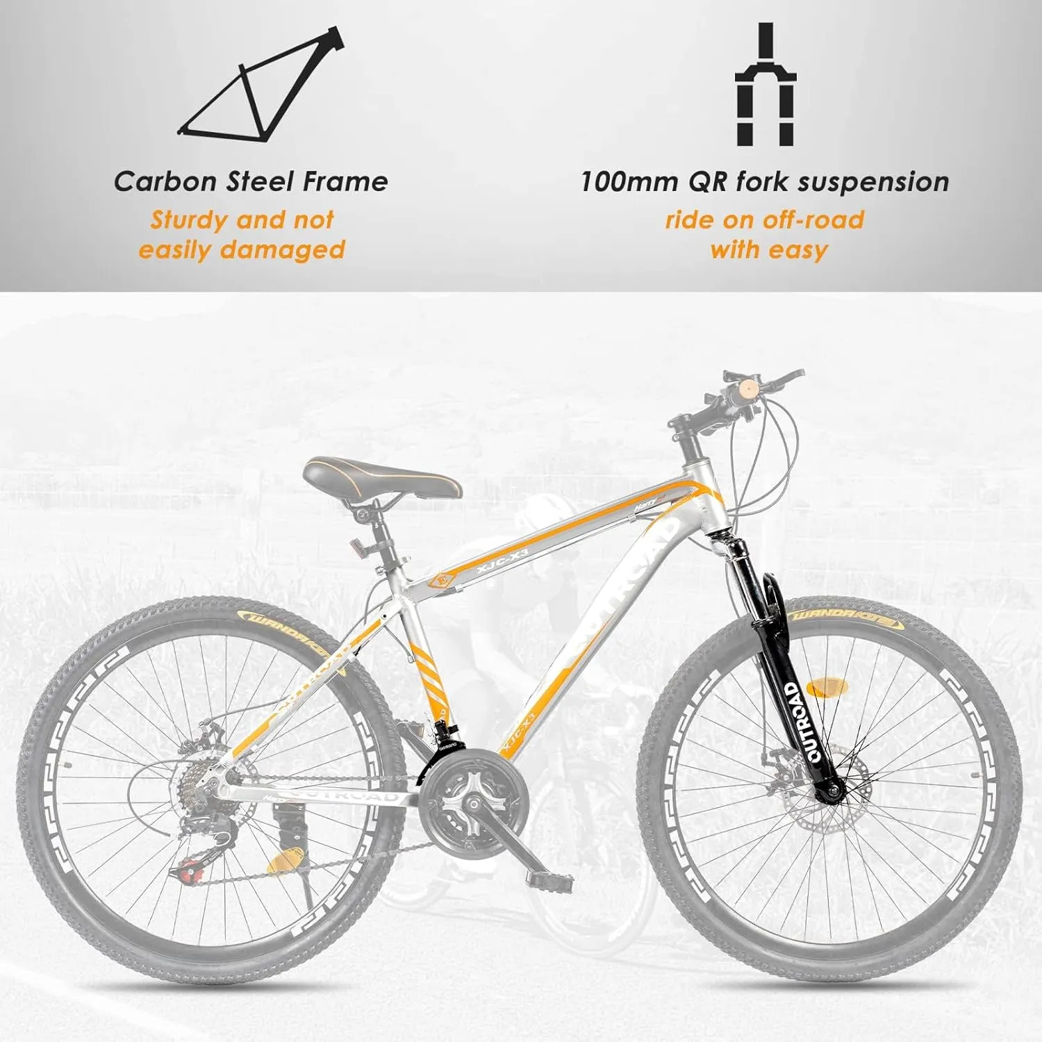 26-inch Mountain Bike, High-Aluminum/Carbon Steel Frame, 21-Speed Dual Disc Brake Mountain Bike with Lock-Out Suspension Fork for Men and Women