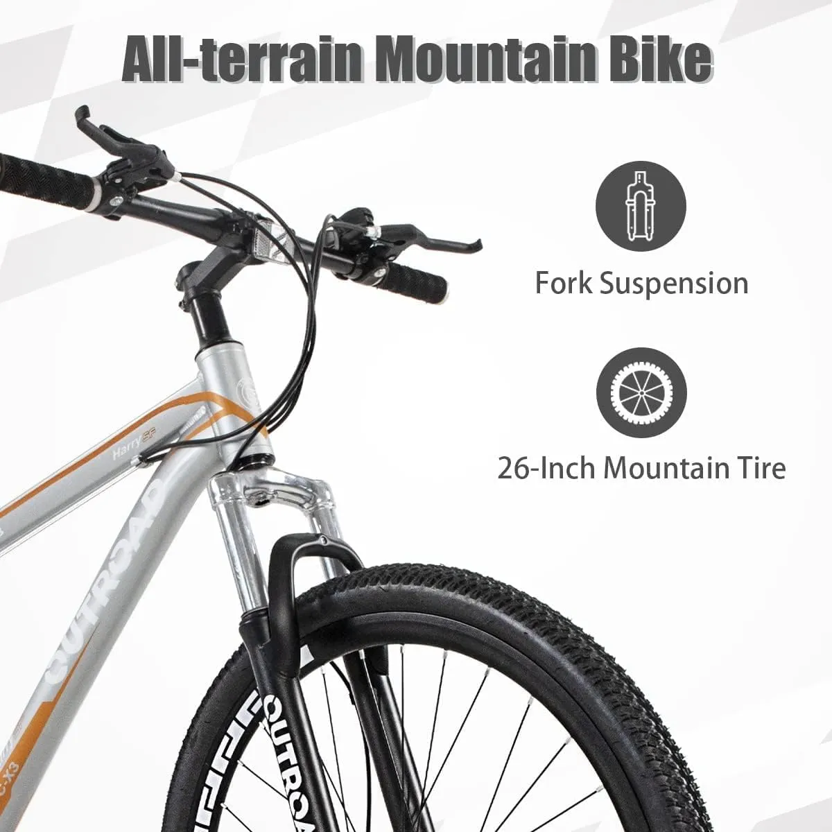 26-inch Mountain Bike, High-Aluminum/Carbon Steel Frame, 21-Speed Dual Disc Brake Mountain Bike with Lock-Out Suspension Fork for Men and Women
