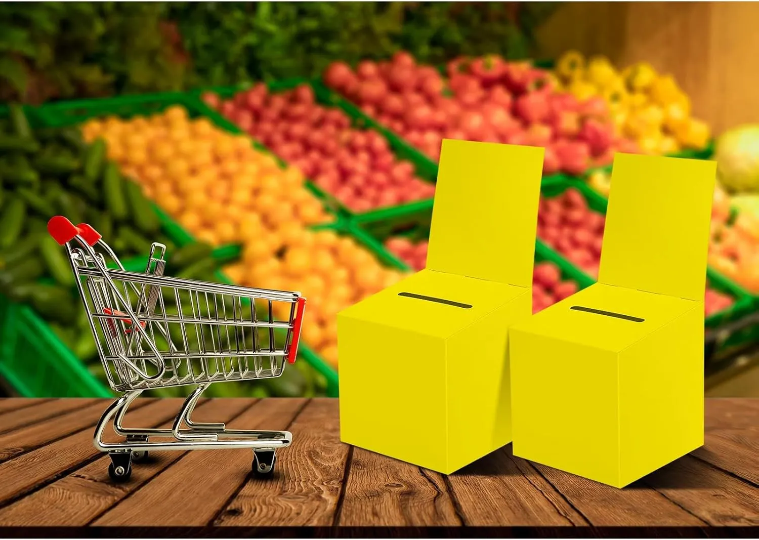30 Pack Raffle Boxes Ballot Box Suggestion Box with Slot, 6 x 6 x 6 Inch Cardboard Raffle Boxes with Slot for Ticket and Removable Header for Collecting Business Card Voting Contest (Yellow)
