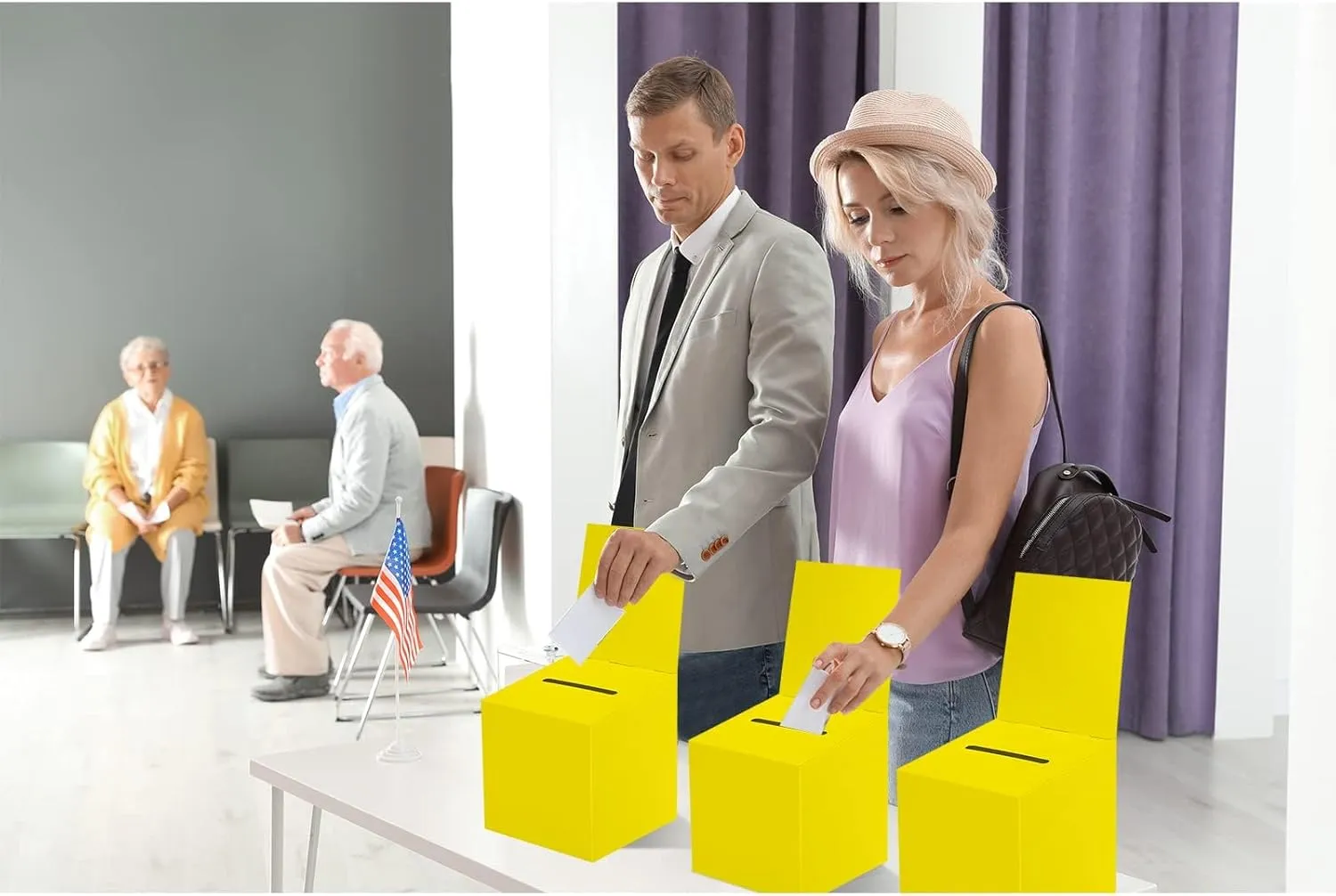 30 Pack Raffle Boxes Ballot Box Suggestion Box with Slot, 6 x 6 x 6 Inch Cardboard Raffle Boxes with Slot for Ticket and Removable Header for Collecting Business Card Voting Contest (Yellow)