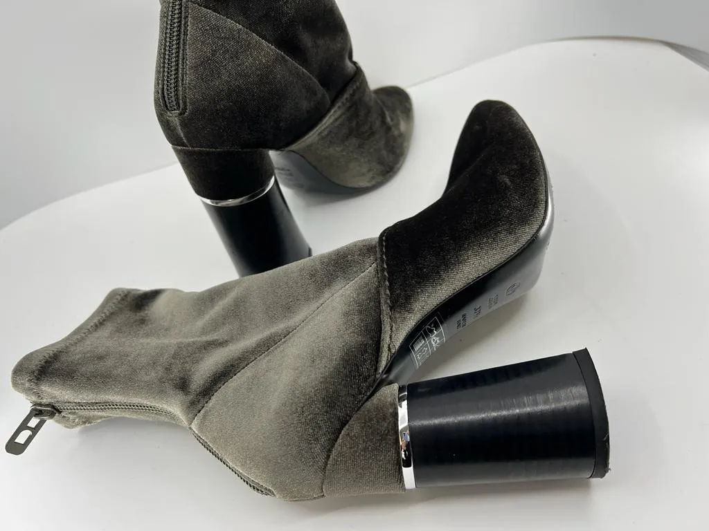 3.1 PHILLIP LIM METALLIC OLIVE VELVET ANKLE BOOTS