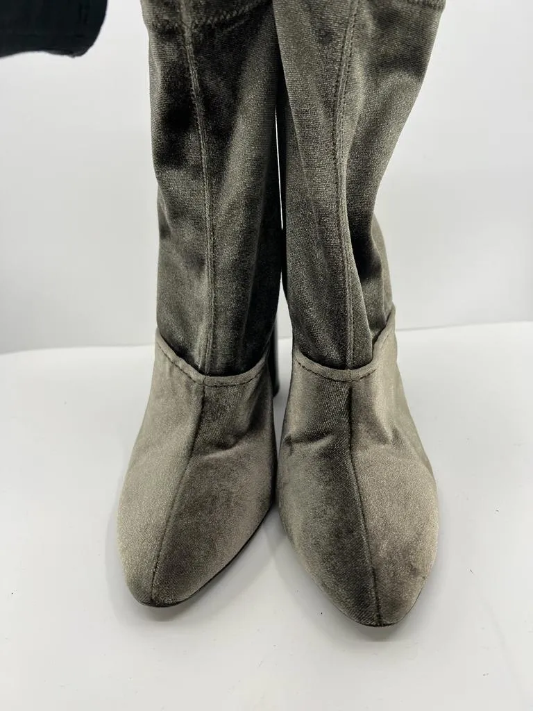 3.1 PHILLIP LIM METALLIC OLIVE VELVET ANKLE BOOTS