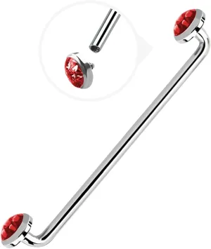 316L Surgical Steel 14G Internally Threaded 32mm 28mm 25mm 22mm 19mm 16mm Staple Surface Barbell With 5mm Titanium Tops Flat Bezel Set Ferido Multi Gems Surface Tragus Piercing Jewelry