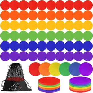 60 Pcs Poly Vinyl Spot Markers Rubber Floor Dots Non Slip Agility Markers Flat Field Cones for PE Gym Classes, Classroom Activities and Games, Soccer Basketball Sports Speed Agility Training