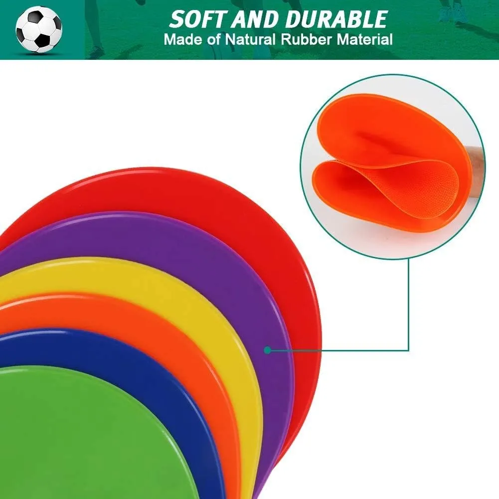 60 Pcs Poly Vinyl Spot Markers Rubber Floor Dots Non Slip Agility Markers Flat Field Cones for PE Gym Classes, Classroom Activities and Games, Soccer Basketball Sports Speed Agility Training