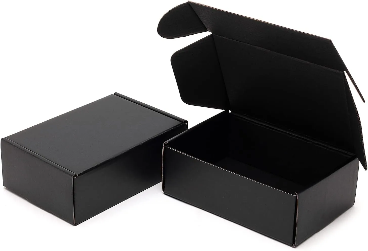 6x4x2 Inches Small Black Shipping Boxes 25 Pack - Corrugated Cardboard Mailing Box for Small Business, Tab Locking Literature Mailer for Packing Jewelry Ornament Gift Craft Packaging Supplier