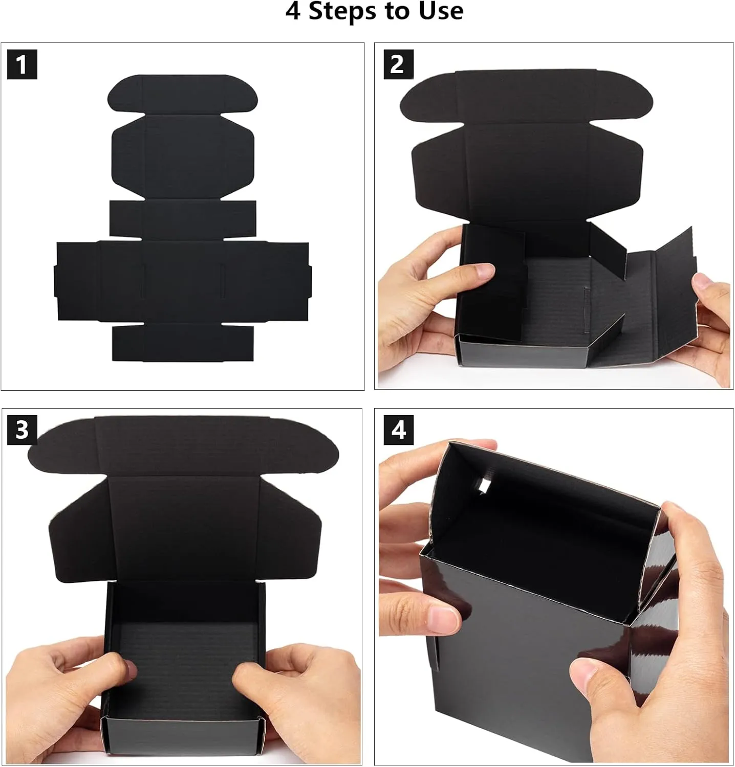 6x4x2 Inches Small Black Shipping Boxes 25 Pack - Corrugated Cardboard Mailing Box for Small Business, Tab Locking Literature Mailer for Packing Jewelry Ornament Gift Craft Packaging Supplier