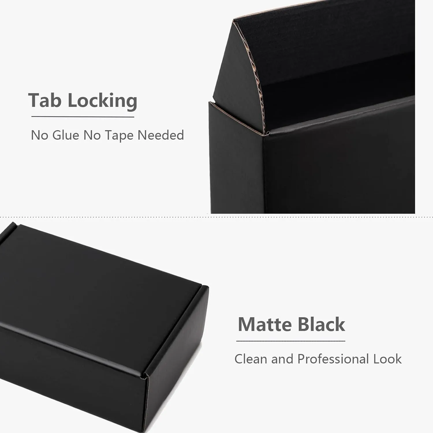 6x4x2 Inches Small Black Shipping Boxes 25 Pack - Corrugated Cardboard Mailing Box for Small Business, Tab Locking Literature Mailer for Packing Jewelry Ornament Gift Craft Packaging Supplier