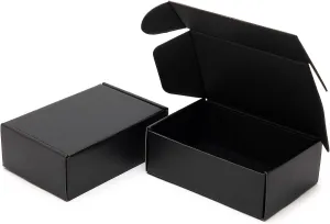 6x4x2 Inches Small Black Shipping Boxes 25 Pack - Corrugated Cardboard Mailing Box for Small Business, Tab Locking Literature Mailer for Packing Jewelry Ornament Gift Craft Packaging Supplier