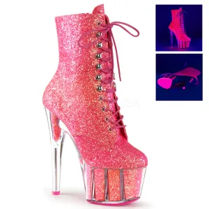 7 Inch Heel ADORE-1020G Neon Pink Glitter