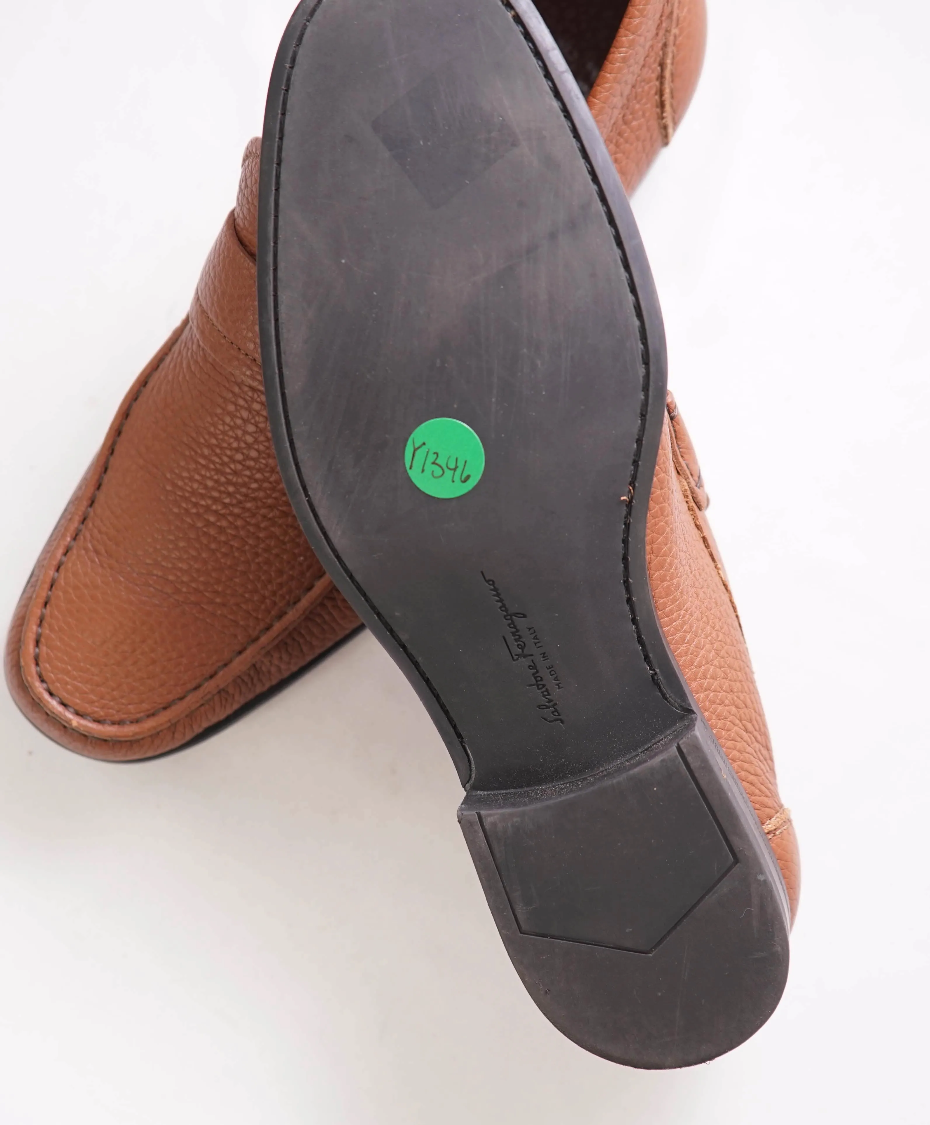 $750 SALVATORE FERRAGAMO - Camel Brown Gancini Bit Loafer - 7 EE US