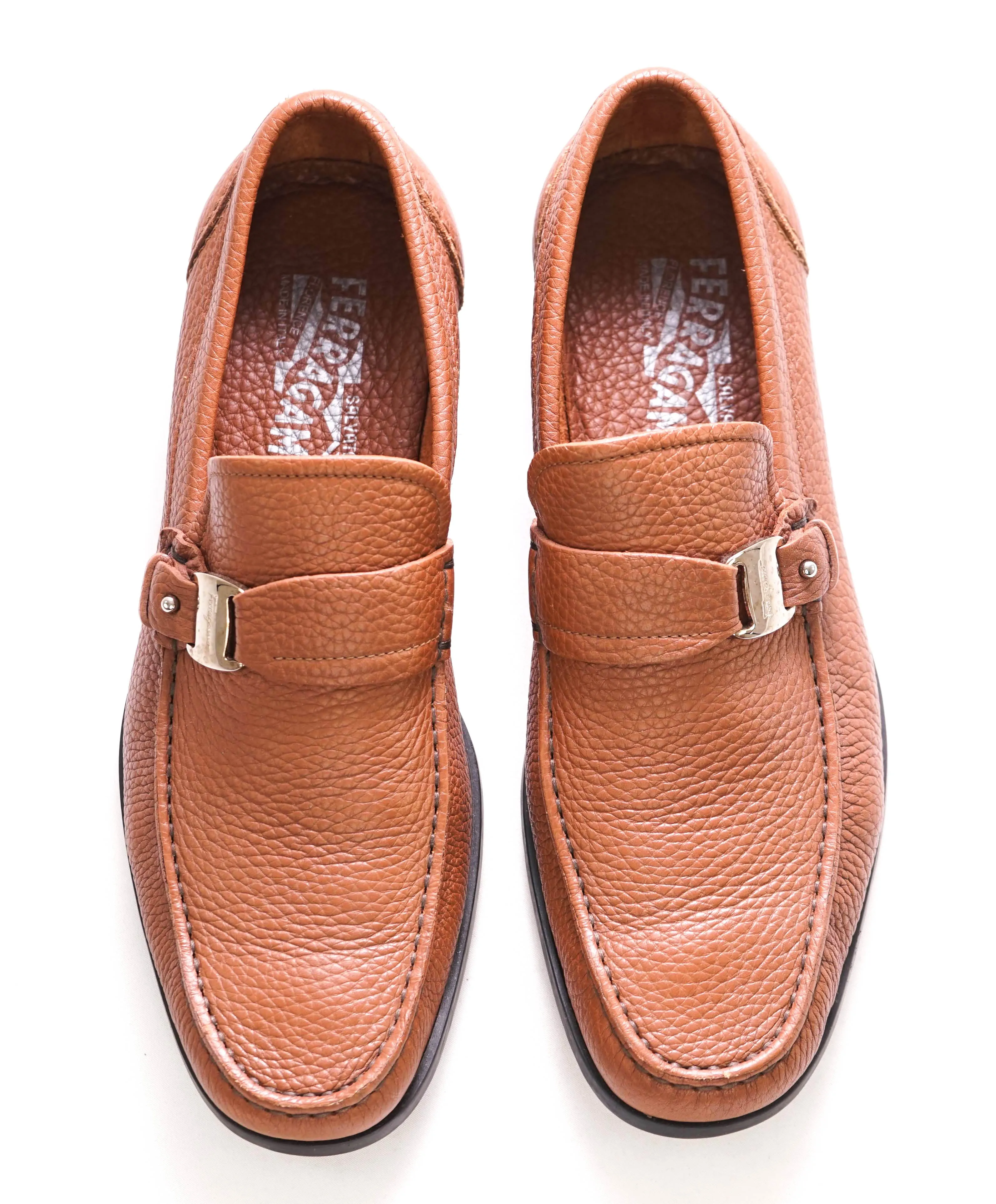 $750 SALVATORE FERRAGAMO - Camel Brown Gancini Bit Loafer - 7 EE US