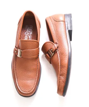 $750 SALVATORE FERRAGAMO - Camel Brown Gancini Bit Loafer - 7 EE US