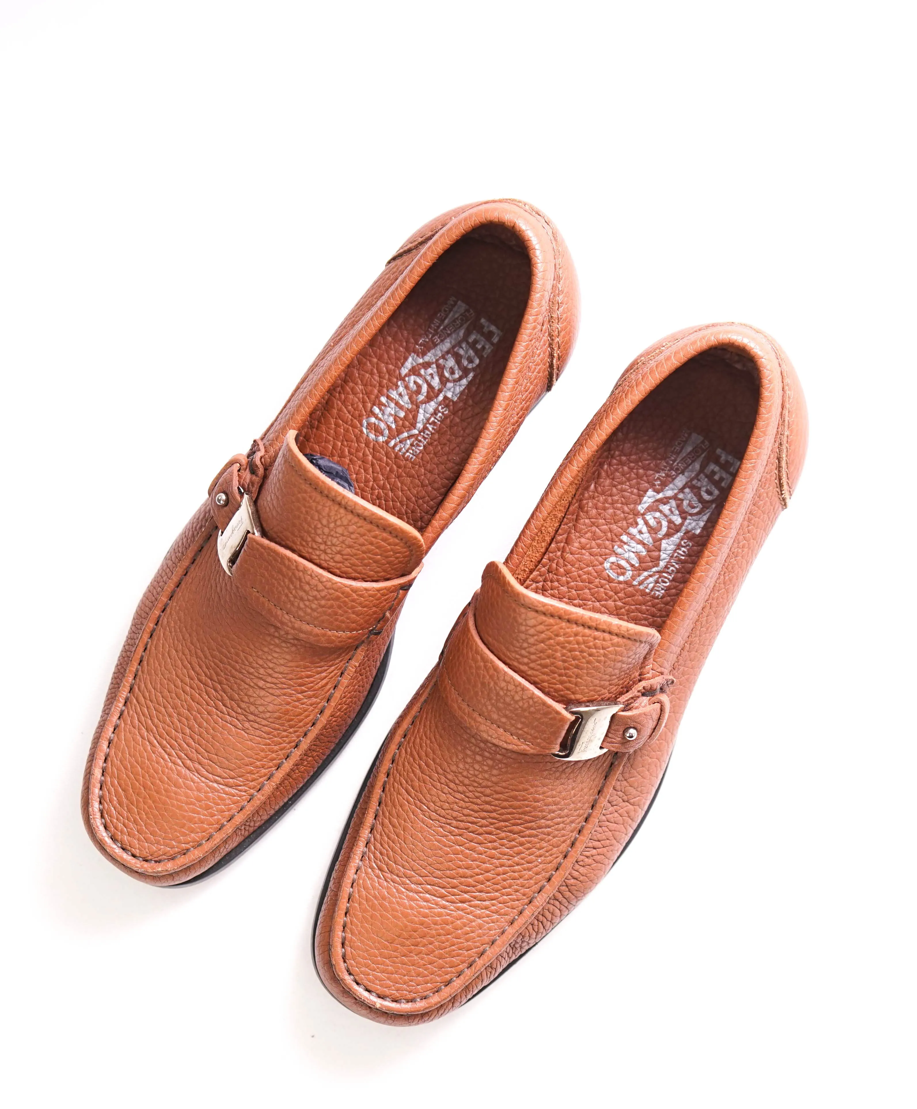 $750 SALVATORE FERRAGAMO - Camel Brown Gancini Bit Loafer - 7 EE US