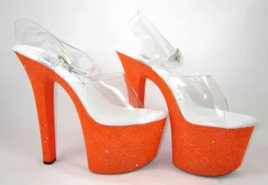 7" Neon Orange Square Heel