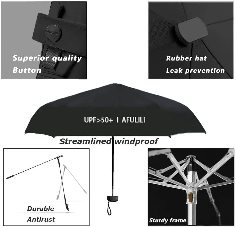 AFULILI Small Compact Travel Umbrella UV Protection Mini Umbrella Perfect for Travel Lightweight Portable Parasol Outdoor Sun & Rain Umbrellas