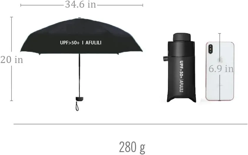 AFULILI Small Compact Travel Umbrella UV Protection Mini Umbrella Perfect for Travel Lightweight Portable Parasol Outdoor Sun & Rain Umbrellas
