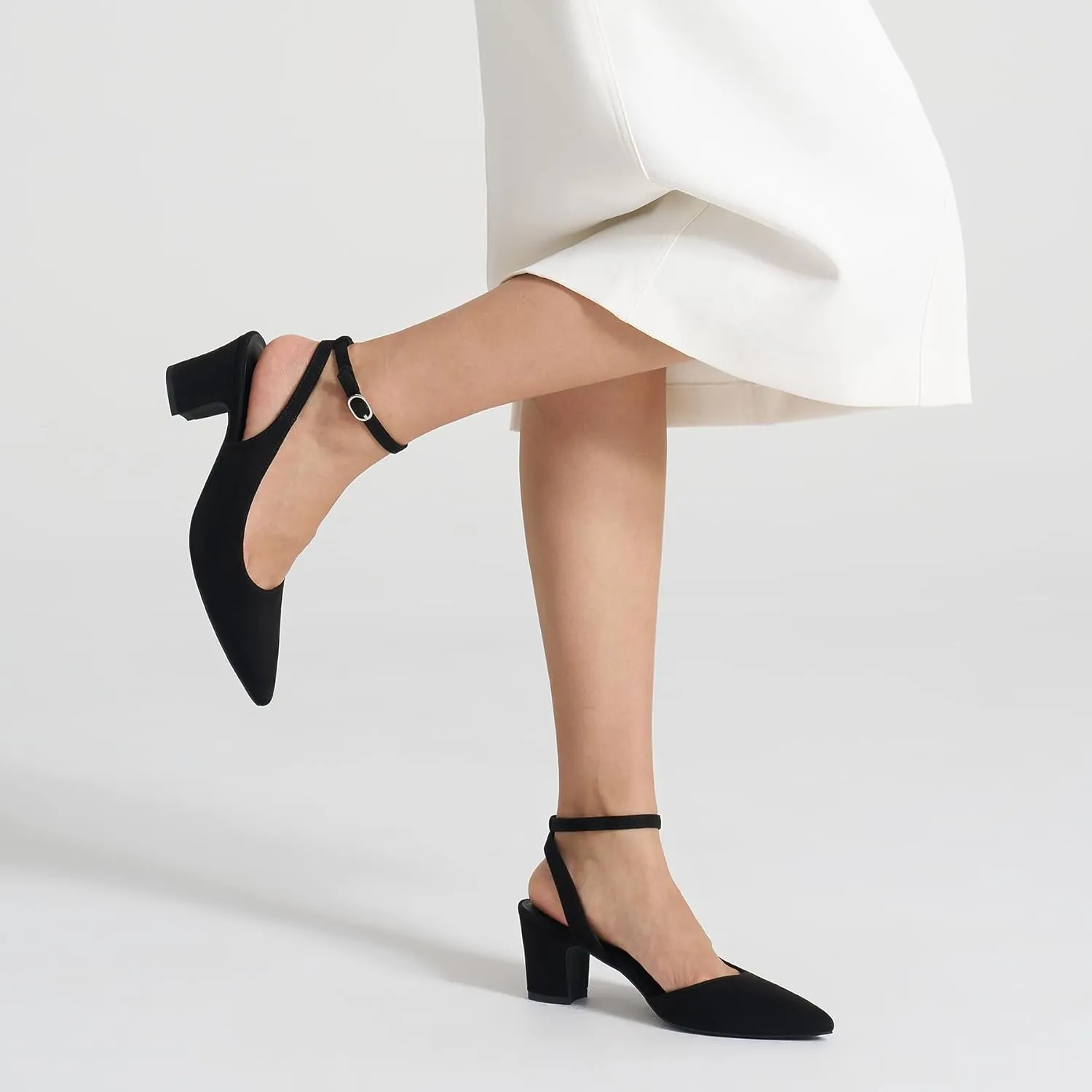 ALICEPUB Women's Closed Toe Heels Pumps Slingback Heels 2inch Chunky Block Heels Low Dress Shoes Comfortable Business Office Work Heels Wedding Shoes