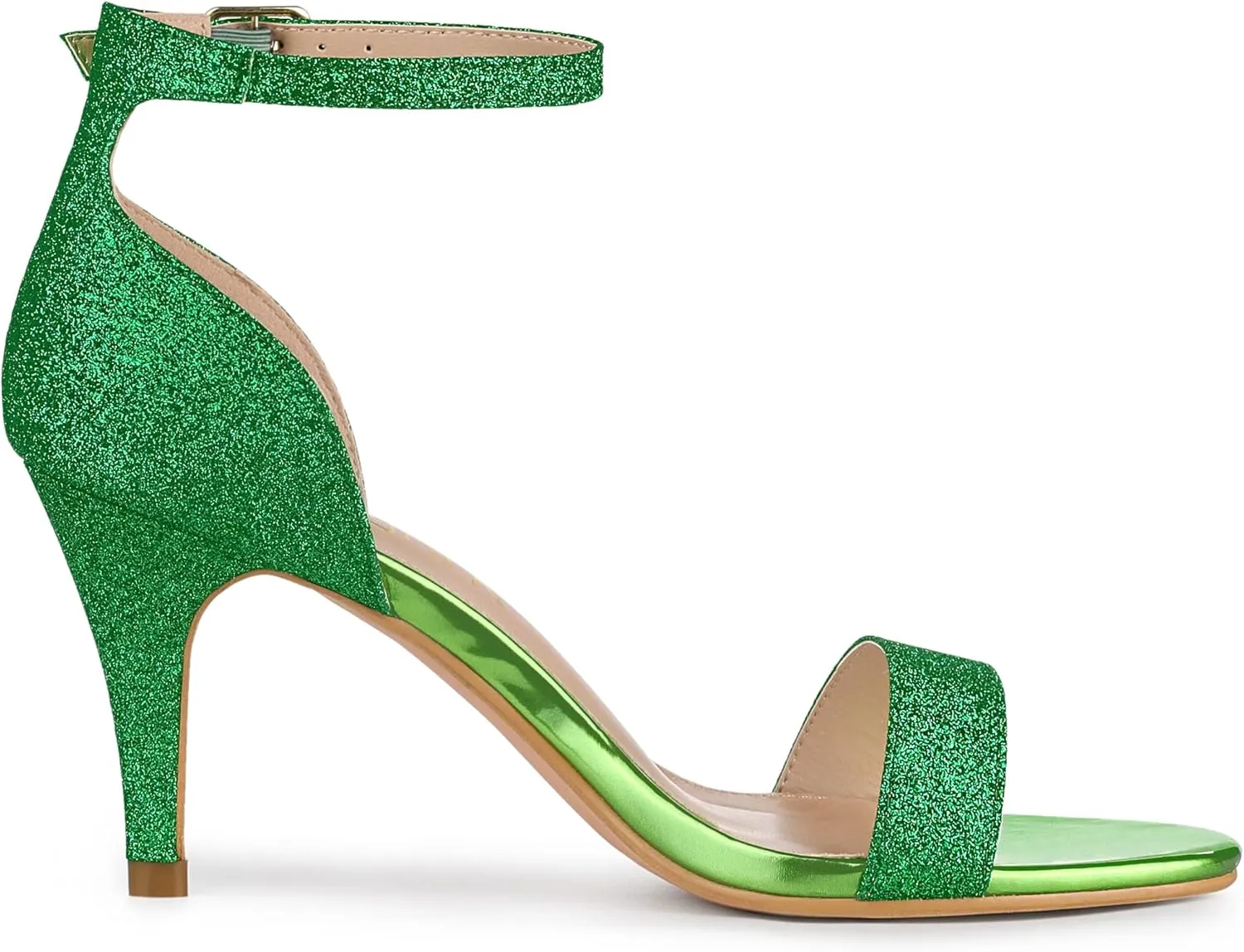 Allegra K Women's Glitter Ankle Strap Stiletto Heel Sandals