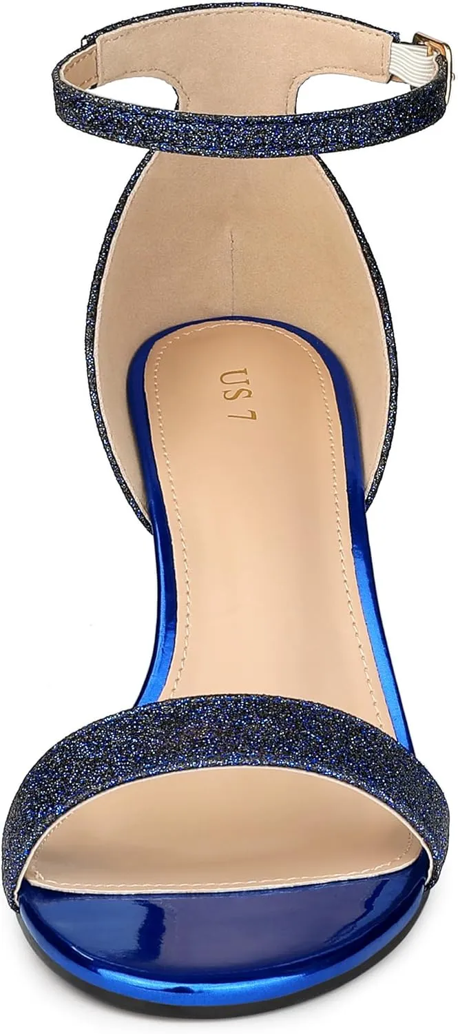 Allegra K Women's Glitter Ankle Strap Stiletto Heel Sandals