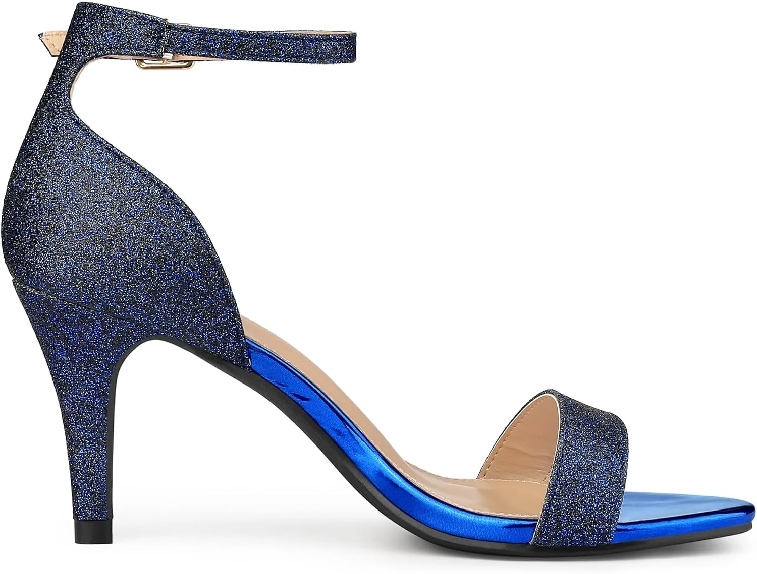 Allegra K Women's Glitter Ankle Strap Stiletto Heel Sandals