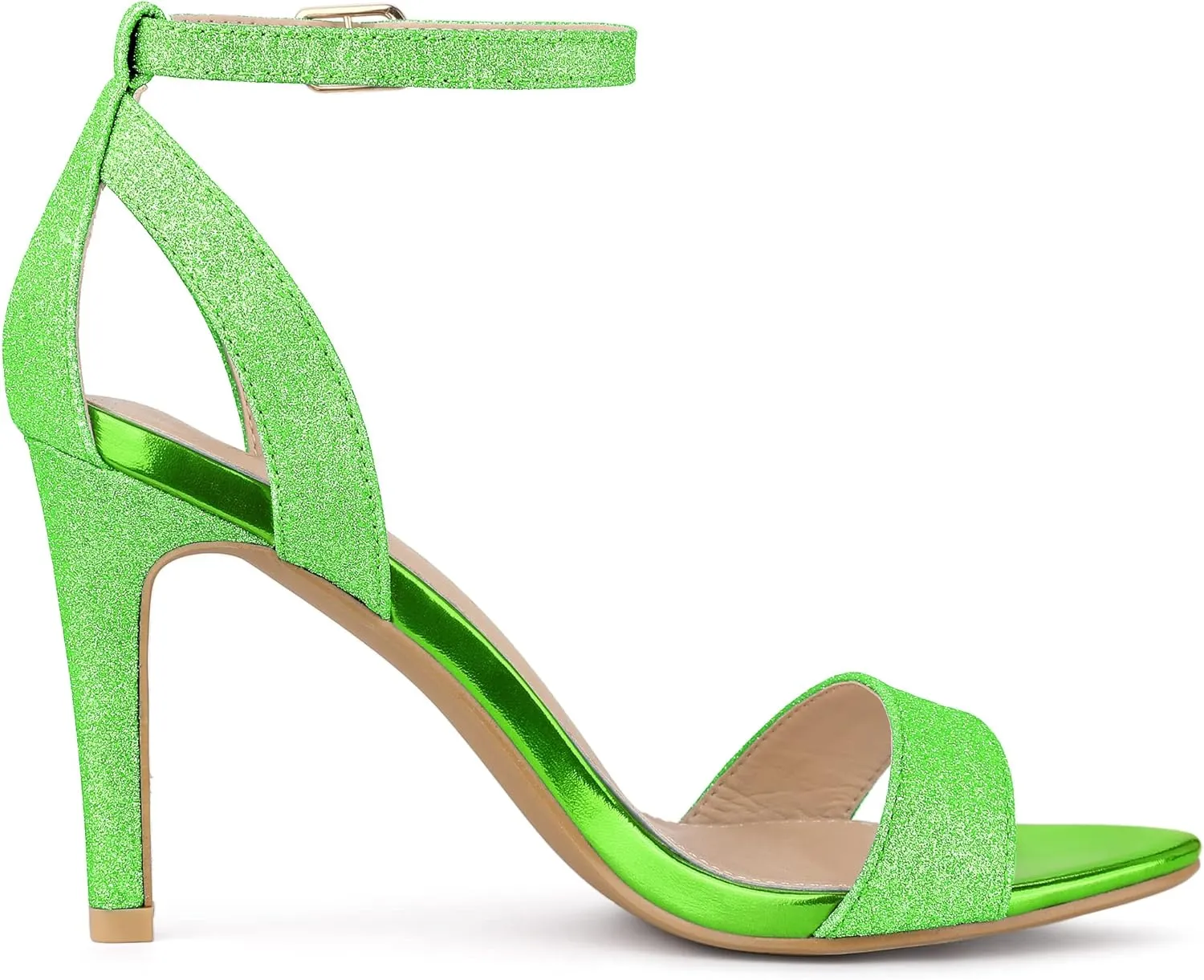 Allegra K Women's Glitter Ankle Strap Stiletto High Heel Sandals