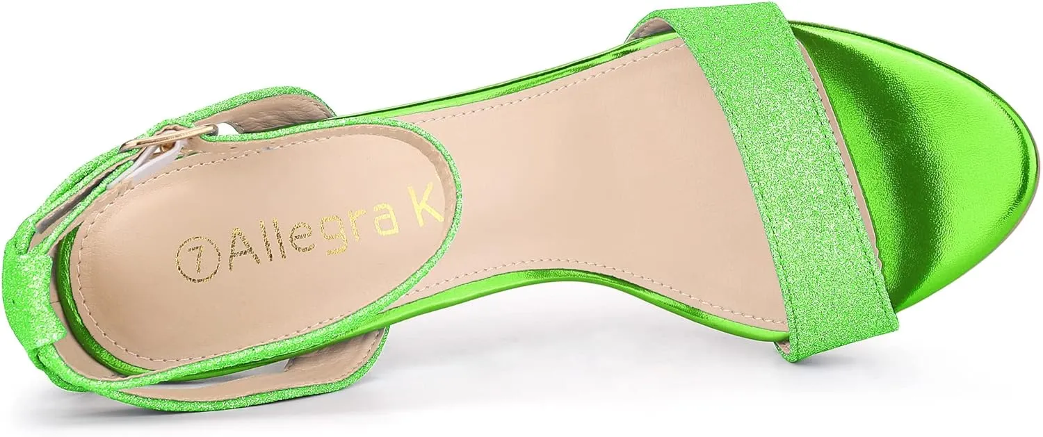 Allegra K Women's Glitter Ankle Strap Stiletto High Heel Sandals