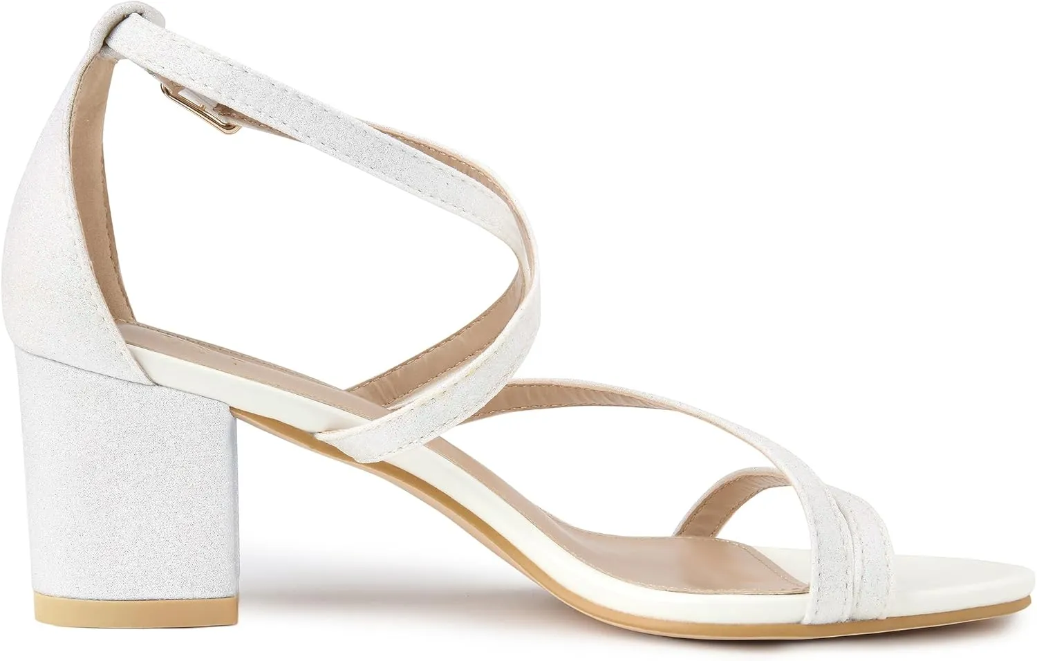 Allegra K Women's Glitter Crisscross Strap Chunky Heels Sandals