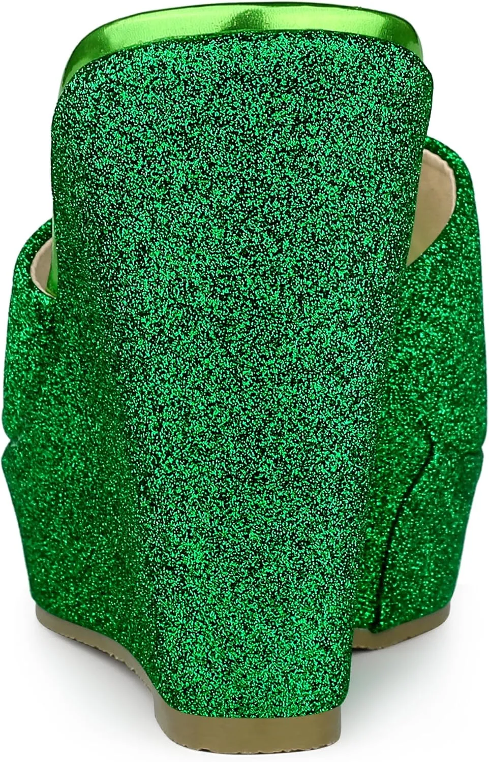 Allegra K Women's Glitter Platform Slip on Wedge Heels Sandals