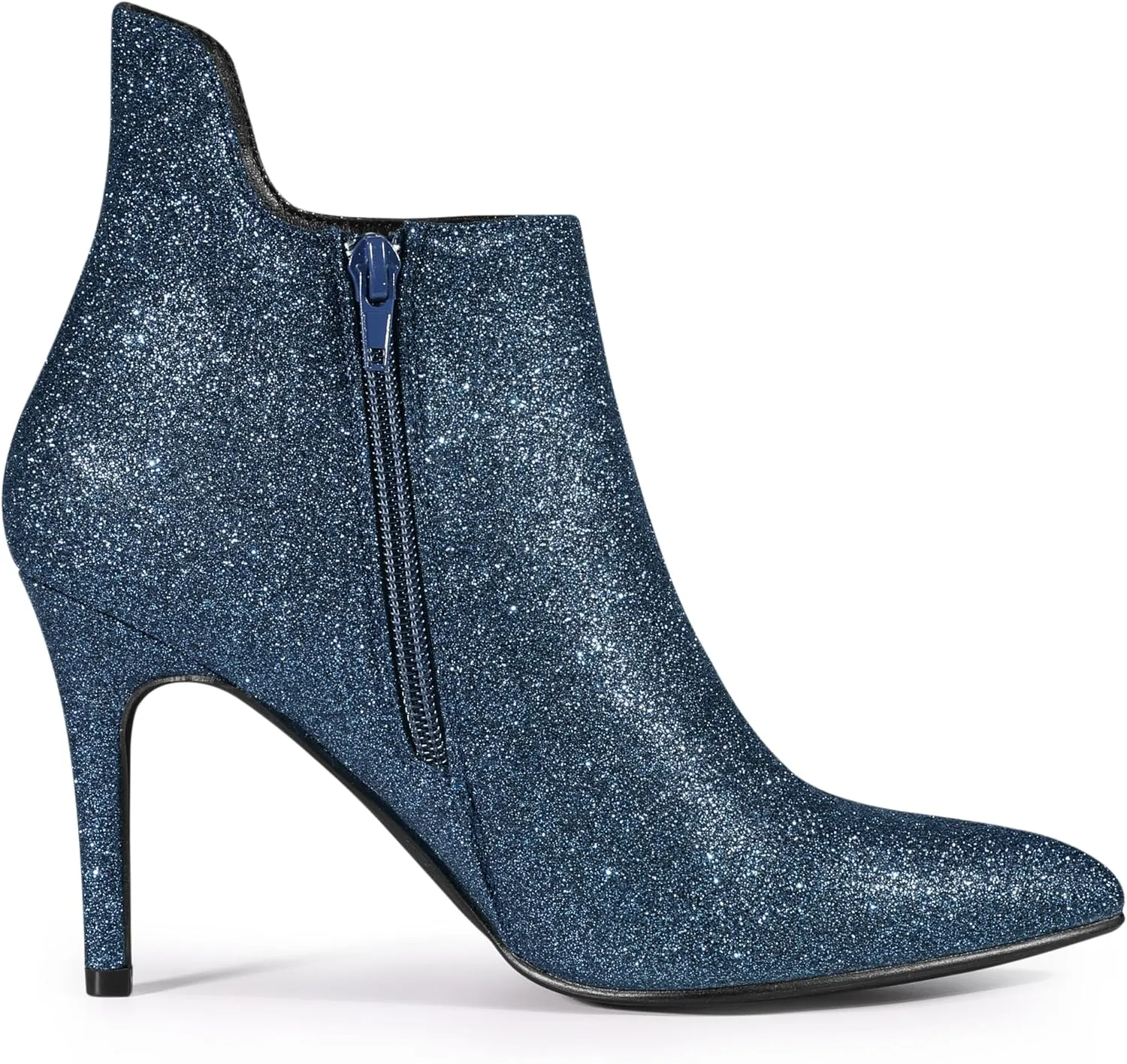 Allegra K Women's Glitter Pointed Toe Cutout Sparkly Stiletto Heels Ankle Boots