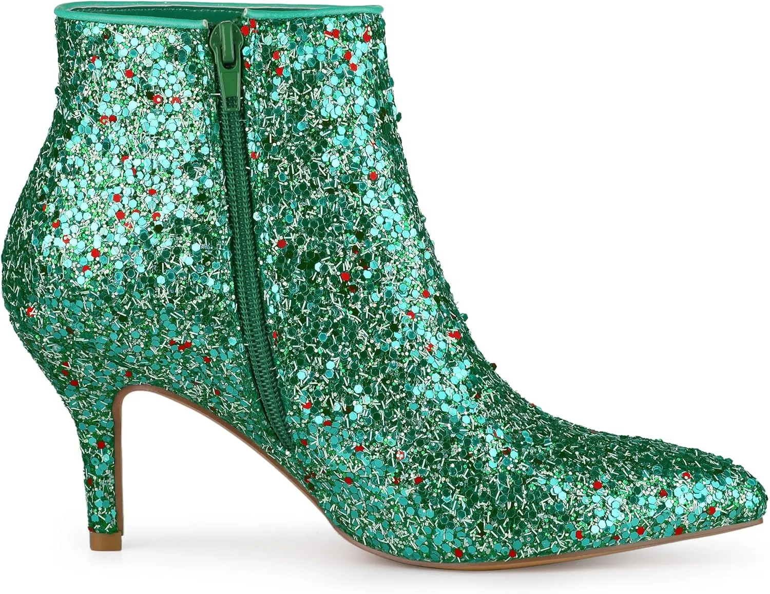 Allegra K Women's Glitter Pointed Toe Stiletto Heel Ankle Boots
