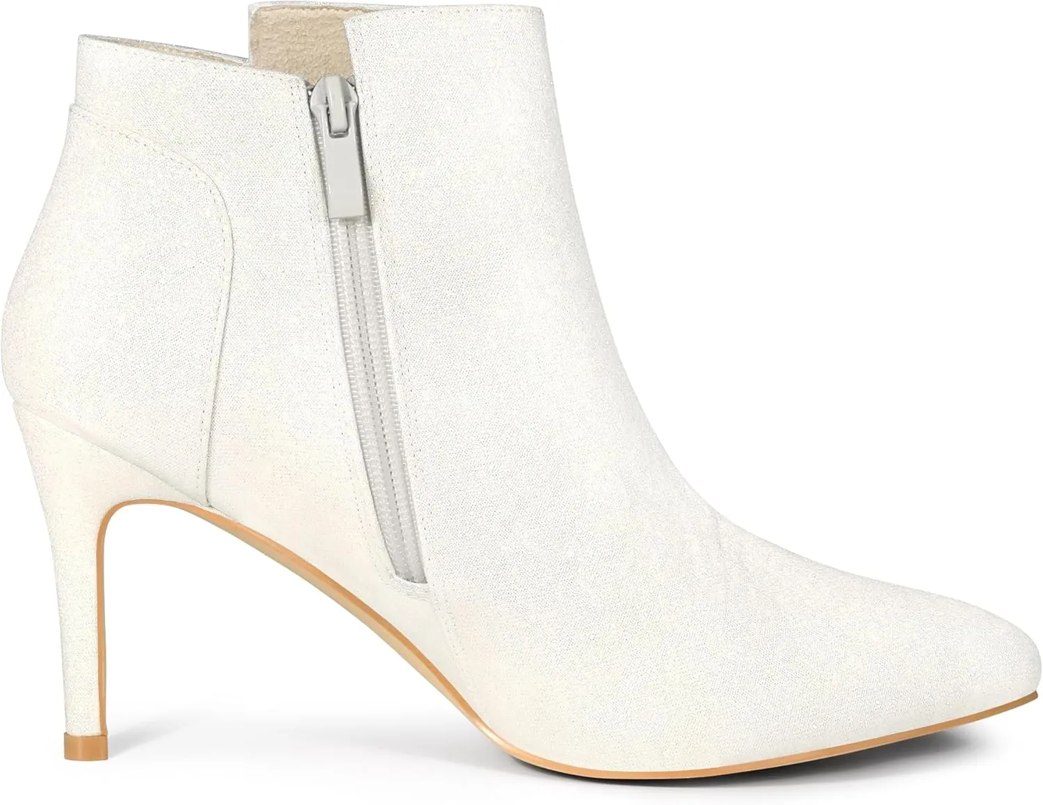Allegra K Women's Glitter Pointed Toe Zipper Stiletto Heel Ankle Boots