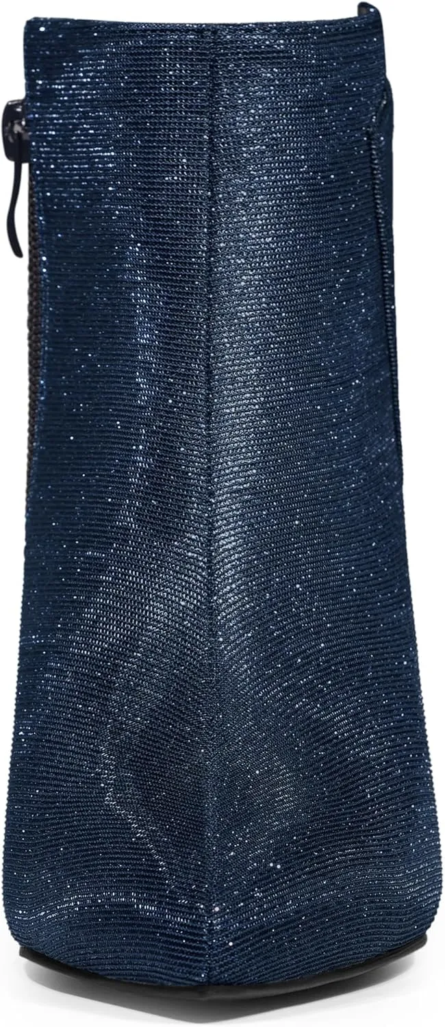 Allegra K Women's Glitter Pointed Toe Zipper Stiletto Heel Ankle Boots
