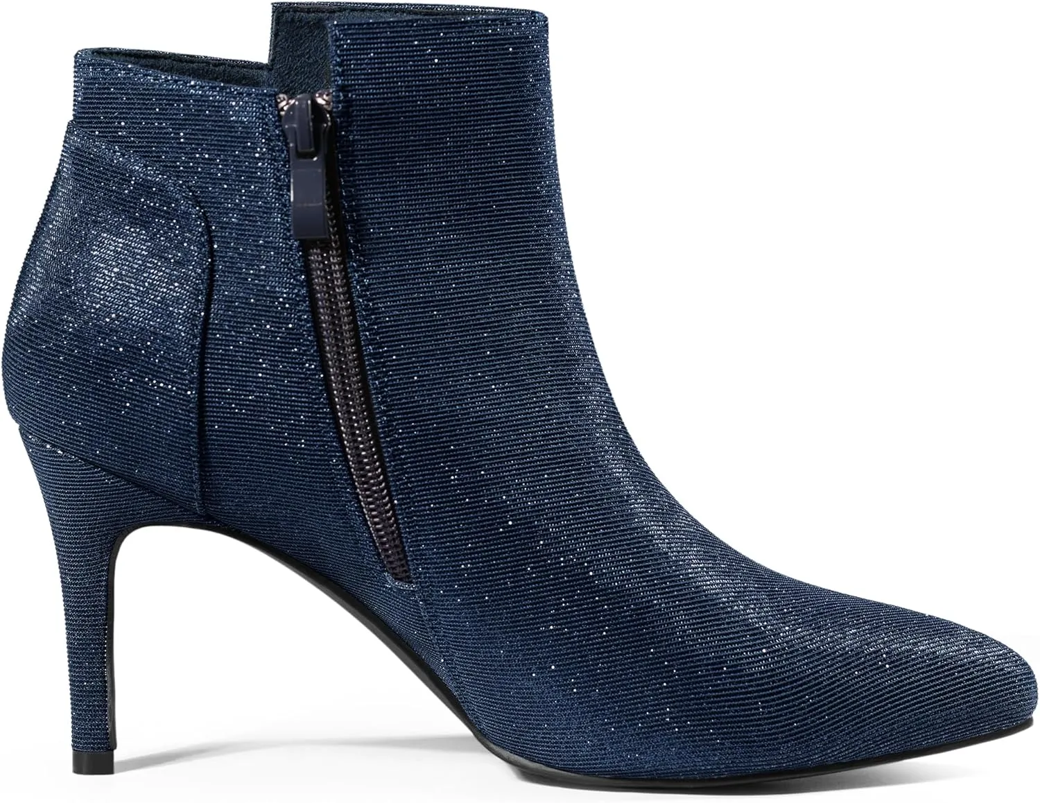 Allegra K Women's Glitter Pointed Toe Zipper Stiletto Heel Ankle Boots