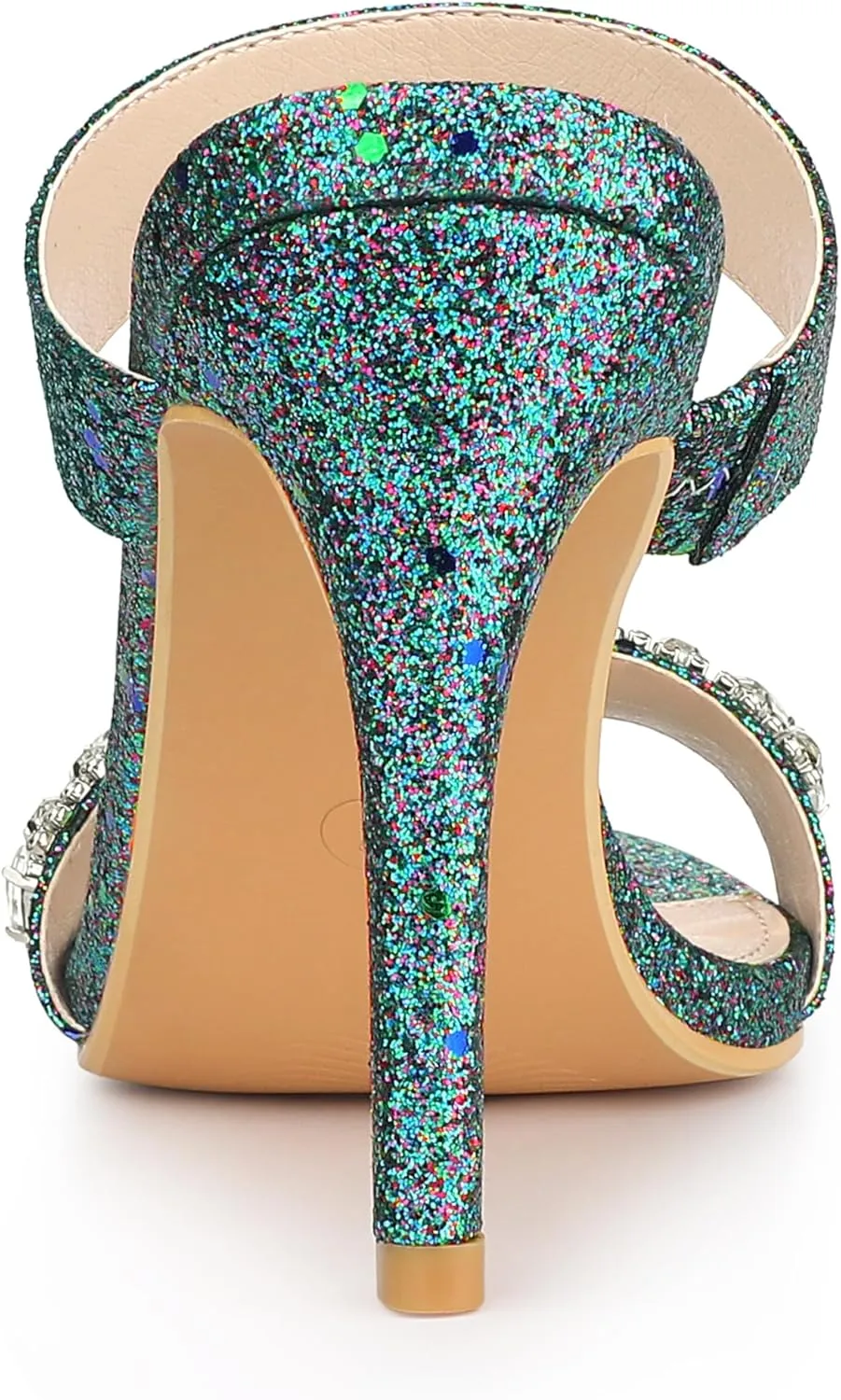 Allegra K Women's Glitter Rhinestone Stiletto Heels Sandals