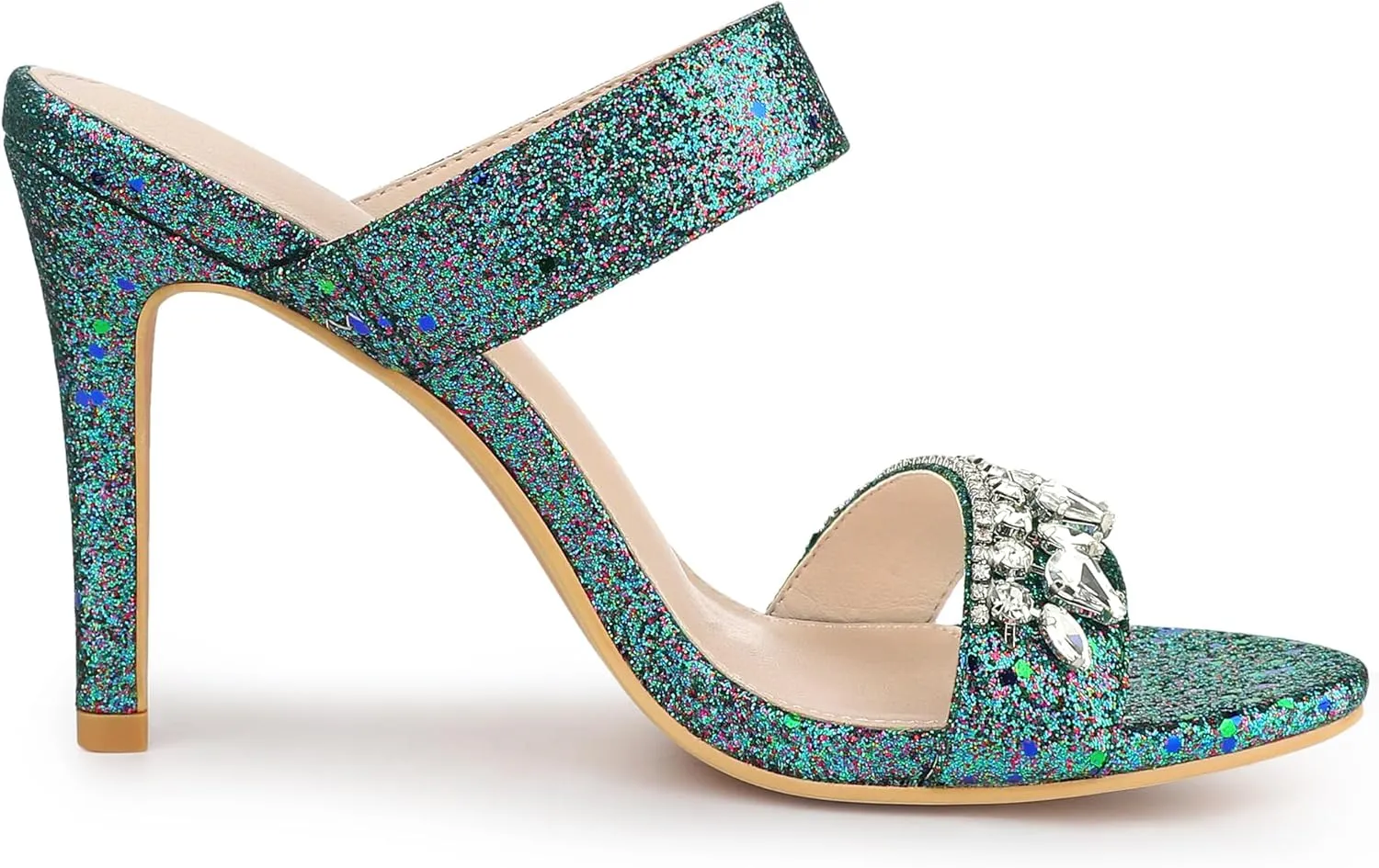 Allegra K Women's Glitter Rhinestone Stiletto Heels Sandals