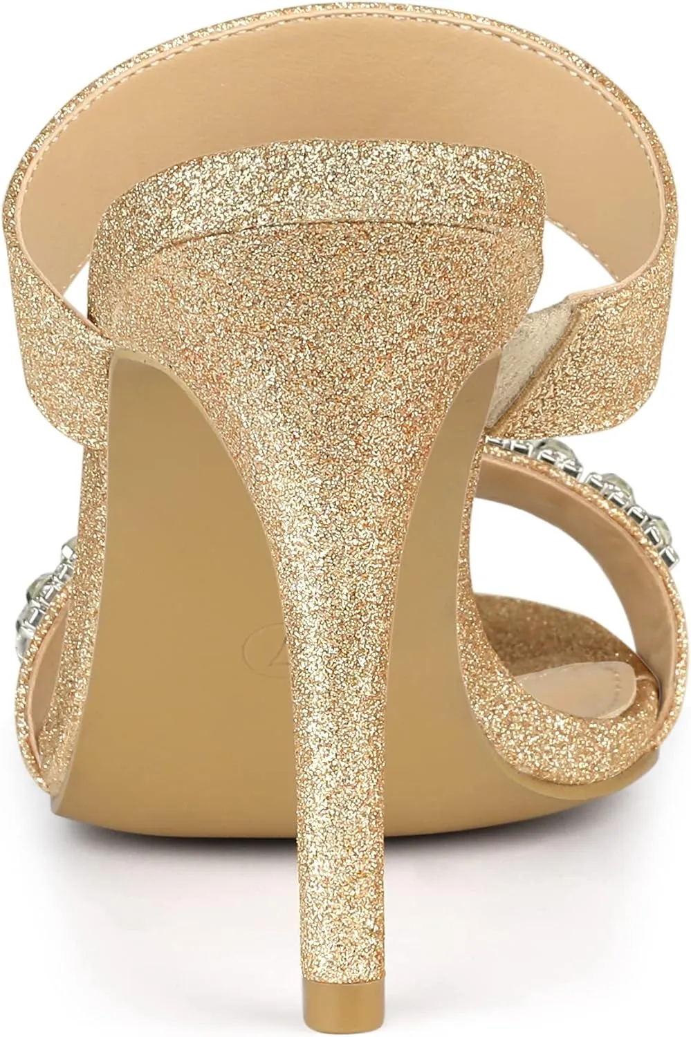 Allegra K Women's Glitter Rhinestone Stiletto Heels Sandals