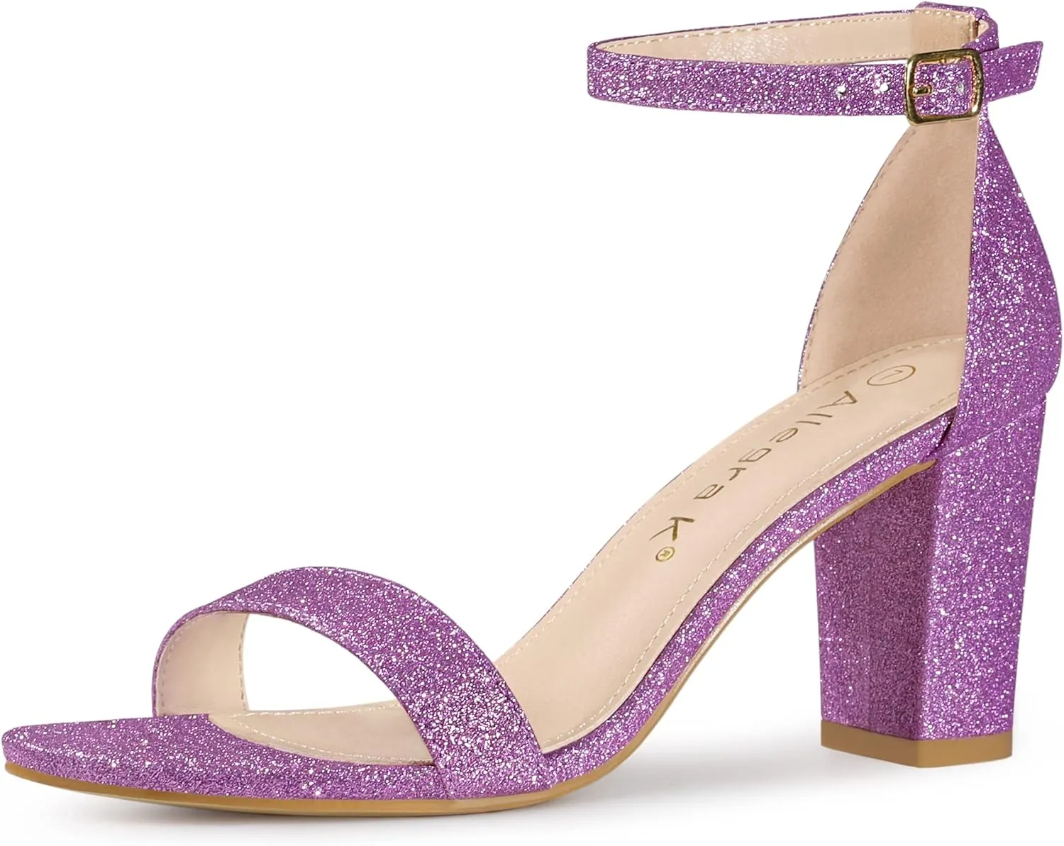 Allegra K Women's Gradient Glitter Heels Chunky Heels Sandals