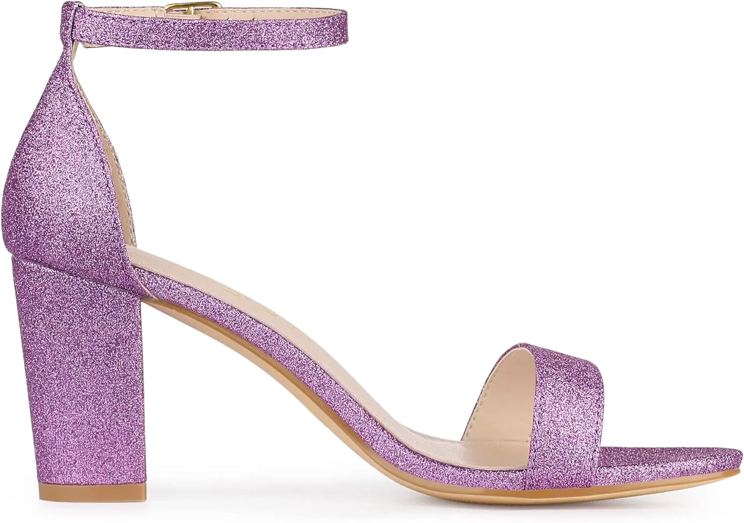 Allegra K Women's Gradient Glitter Heels Chunky Heels Sandals