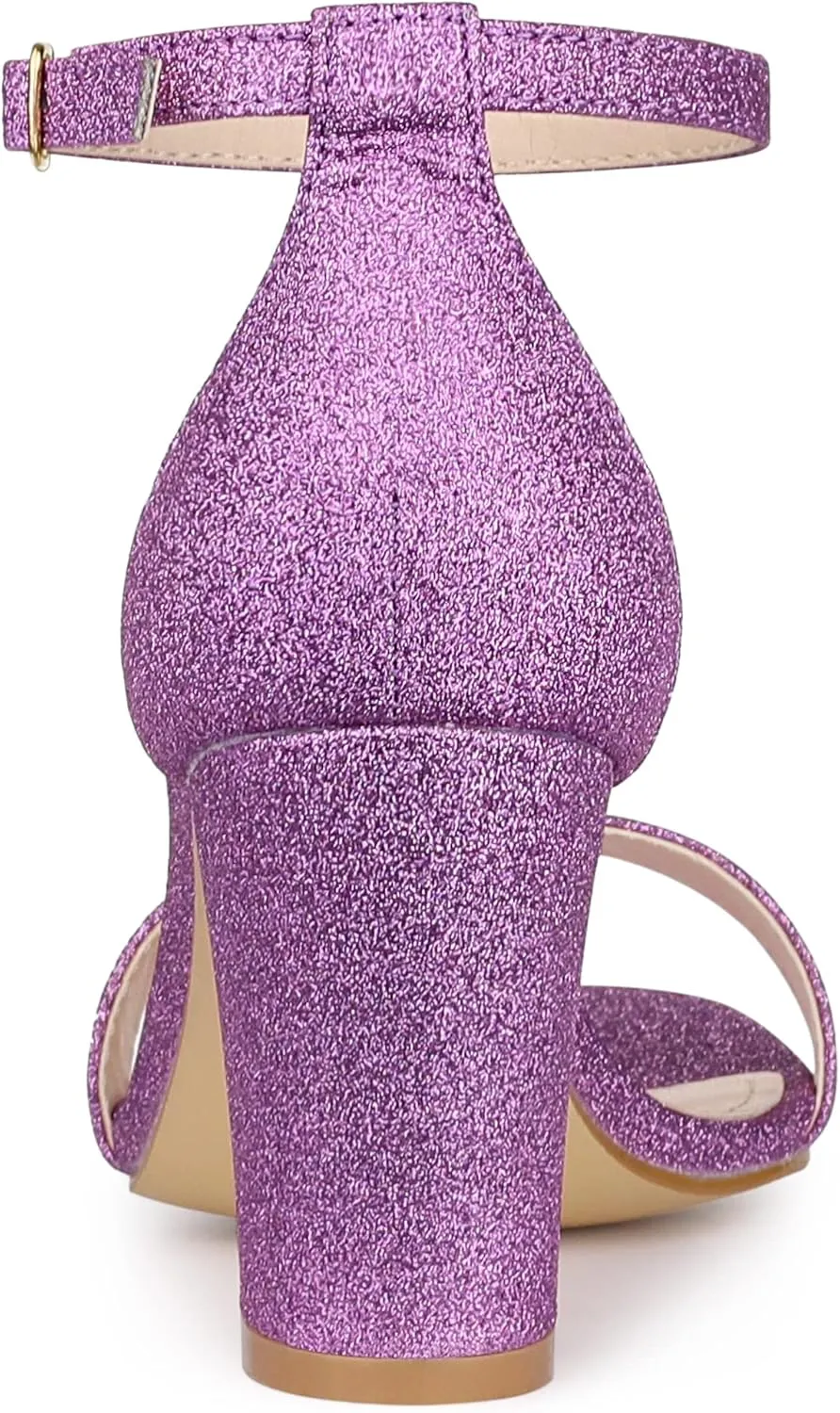 Allegra K Women's Gradient Glitter Heels Chunky Heels Sandals