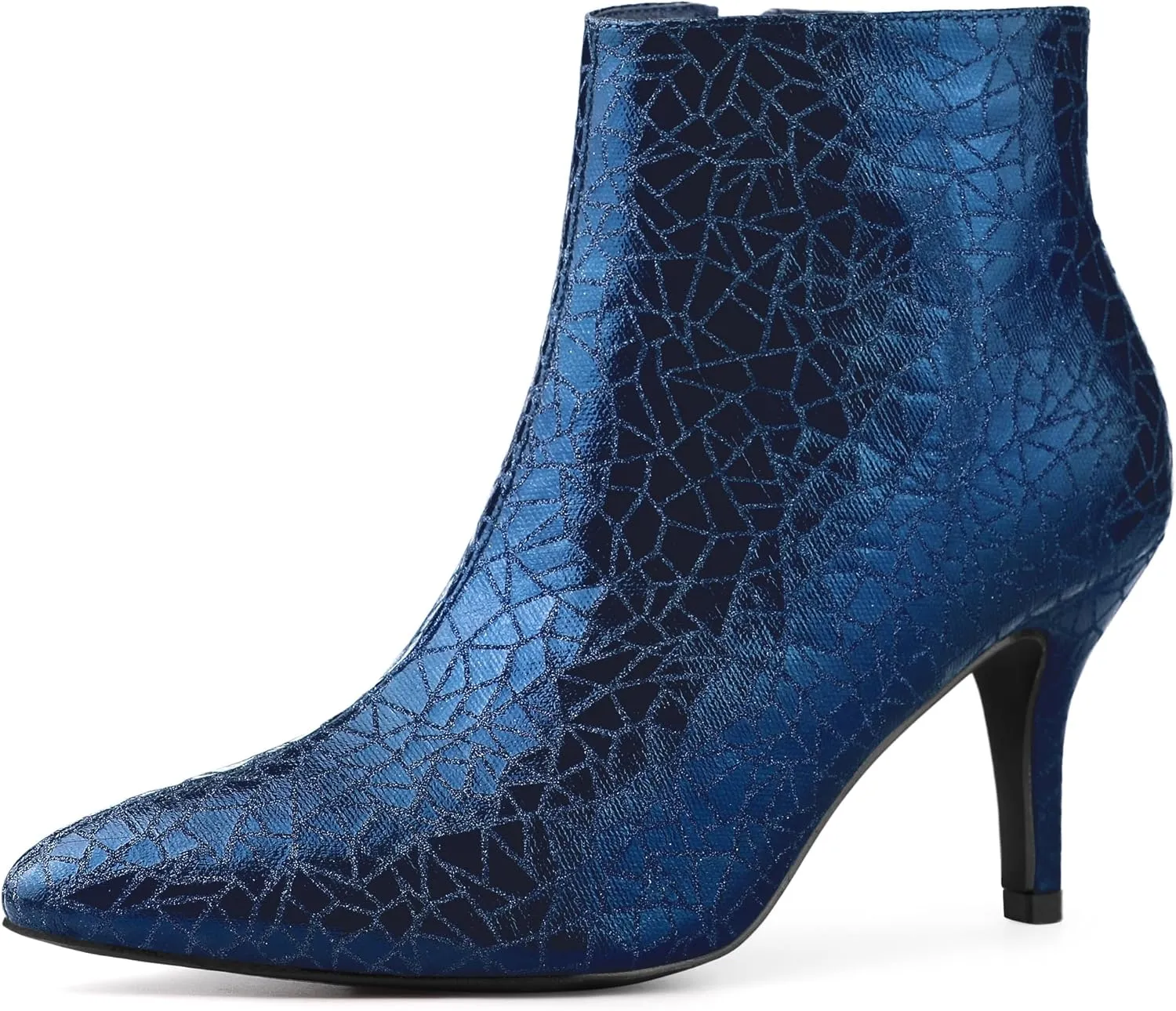 Allegra K Women's Pointed Toe Sparkly Stiletto Heels Ankle Boots