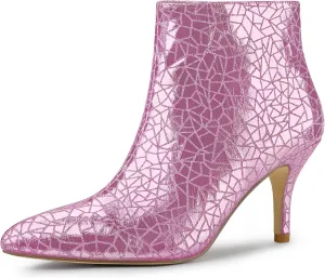 Allegra K Women's Pointed Toe Sparkly Stiletto Heels Ankle Boots