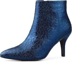 Allegra K Women's Pointed Toe Sparkly Stiletto Heels Ankle Boots