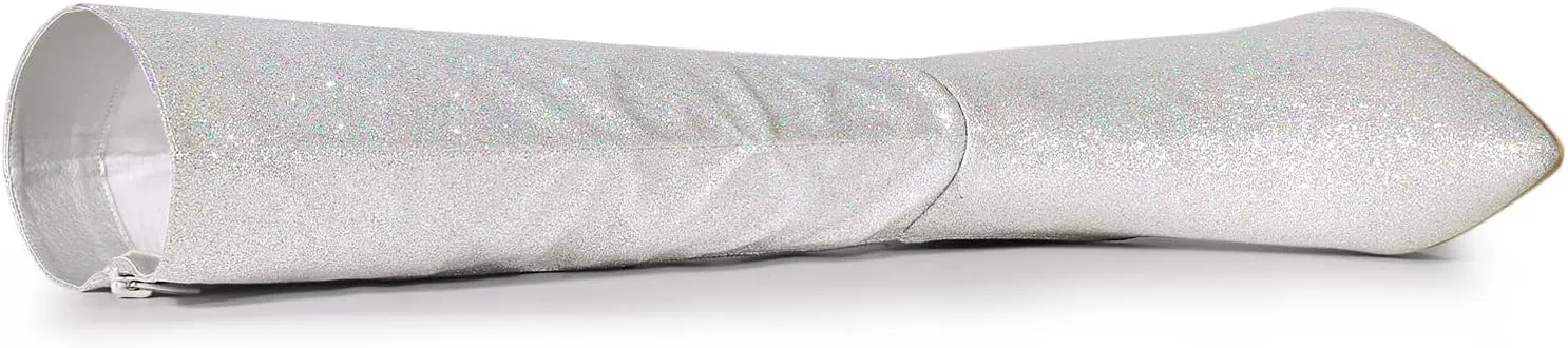 Allegra K Women's Sparkle Glitter Pointy Toe Stiletto Heel Knee High Boots