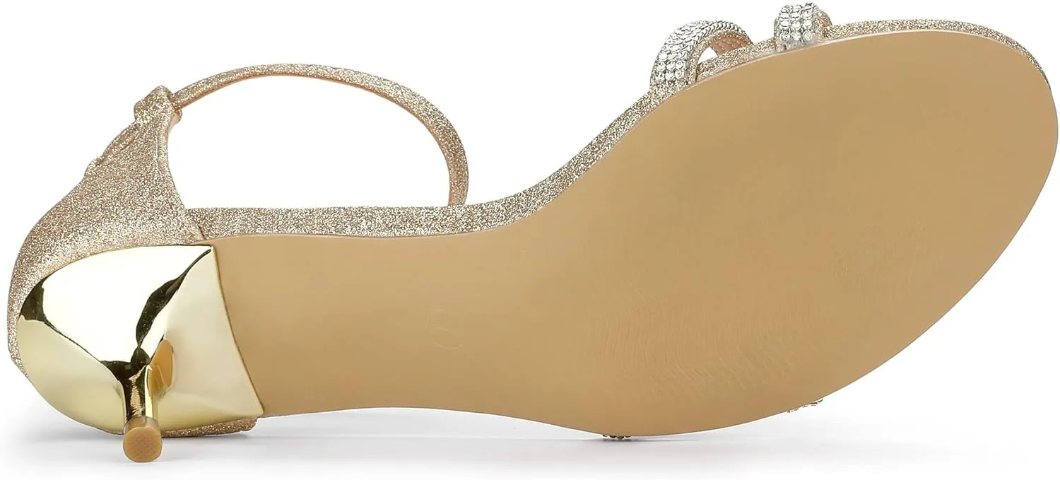 Allegra K Women's Stiletto Kitten Heels Glitter Heel Sandals